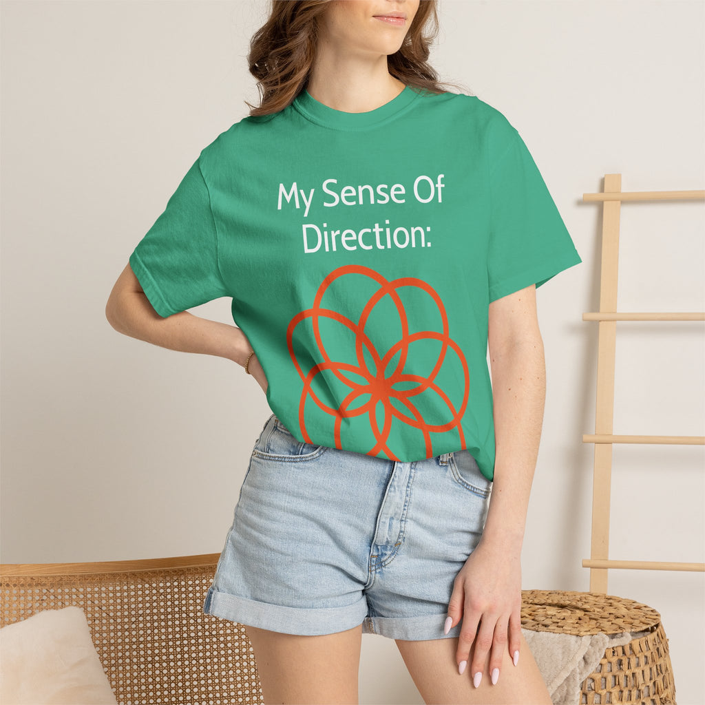 My Sense Of Direction: Compass Flower T-shirt | Funny Directional Tee
