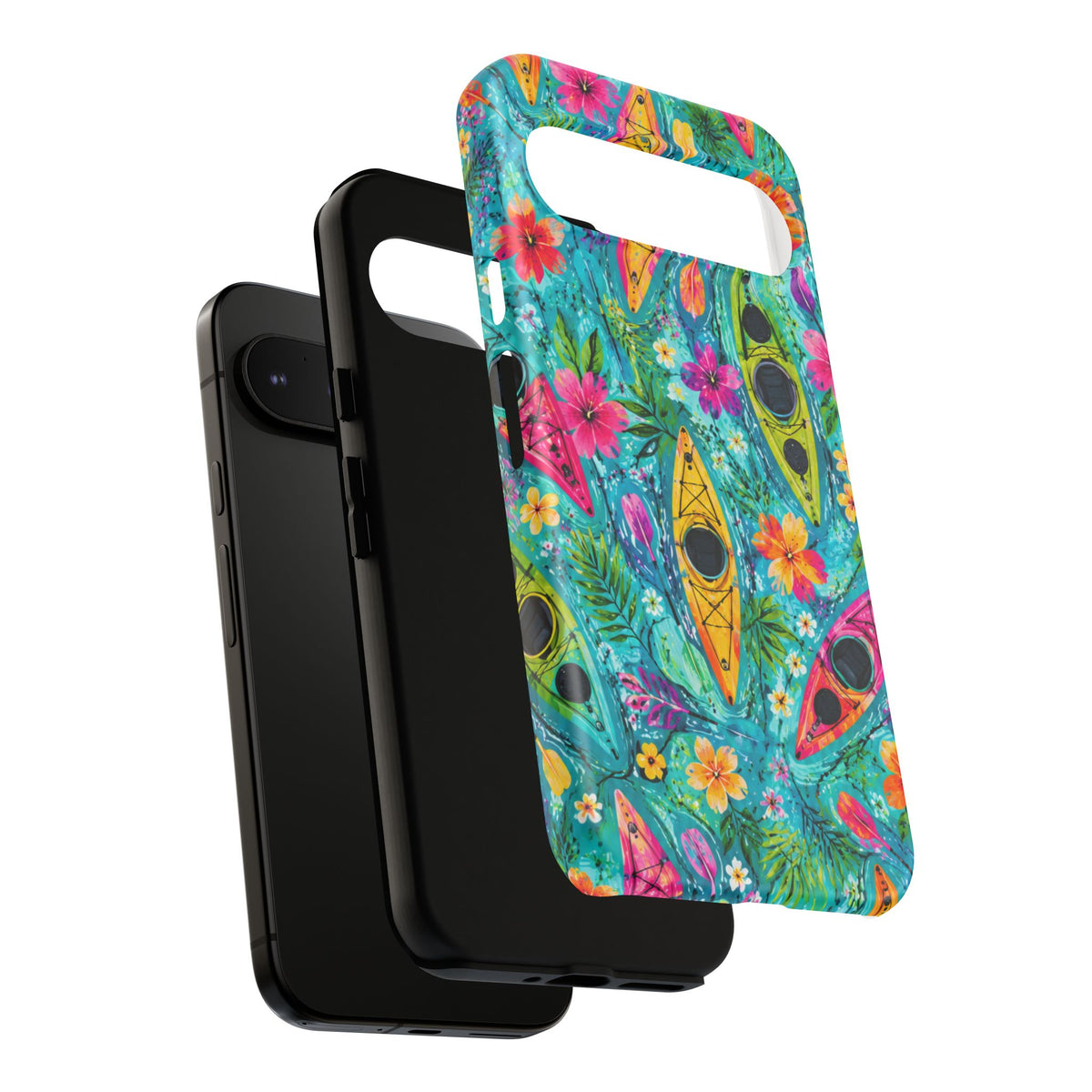 Tropical Kayak Phone Case – Colorful Floral Waterproof Pattern