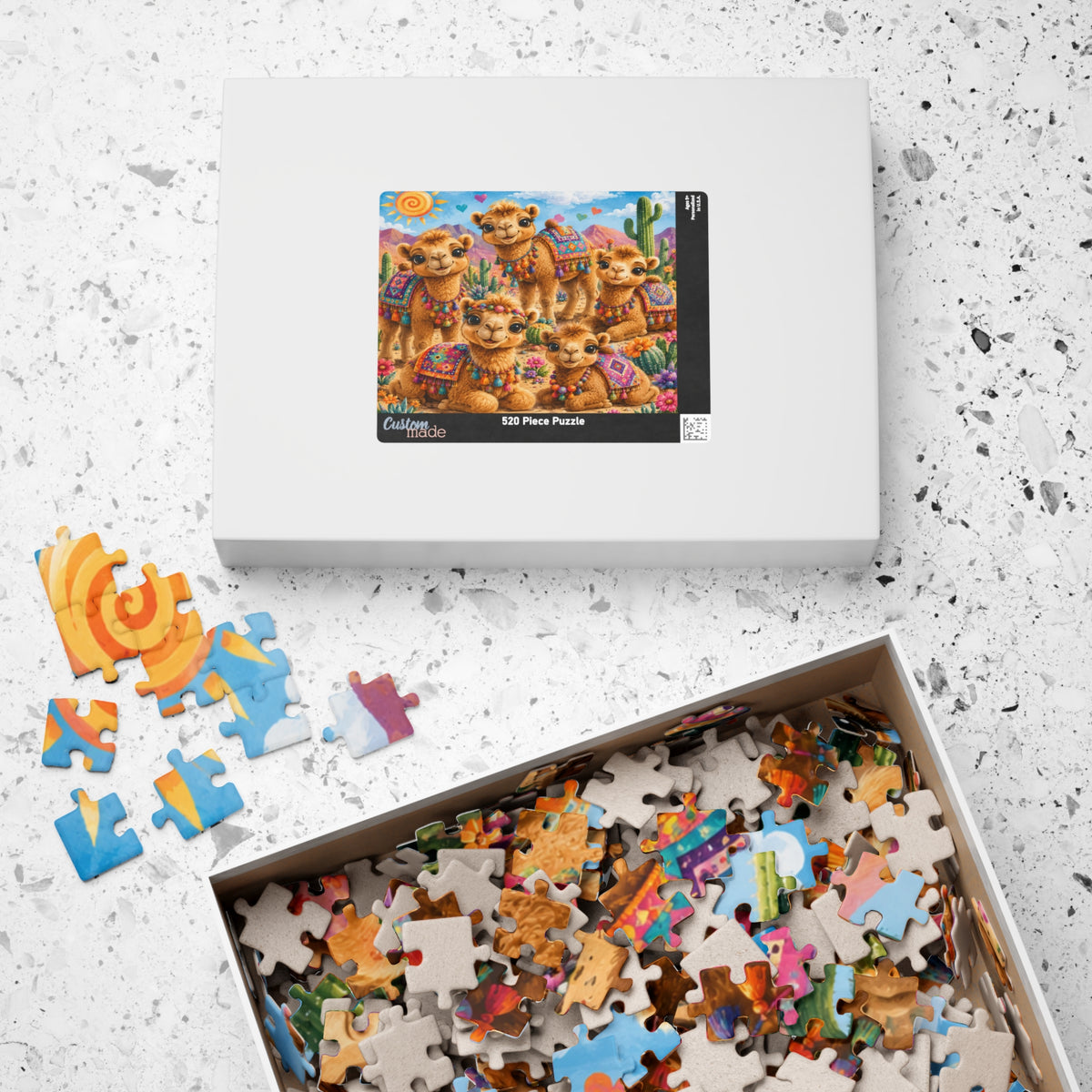 Cute Camel Family Jigsaw Puzzle – 110/252/520/1014-Piece Colorful Desert Scene