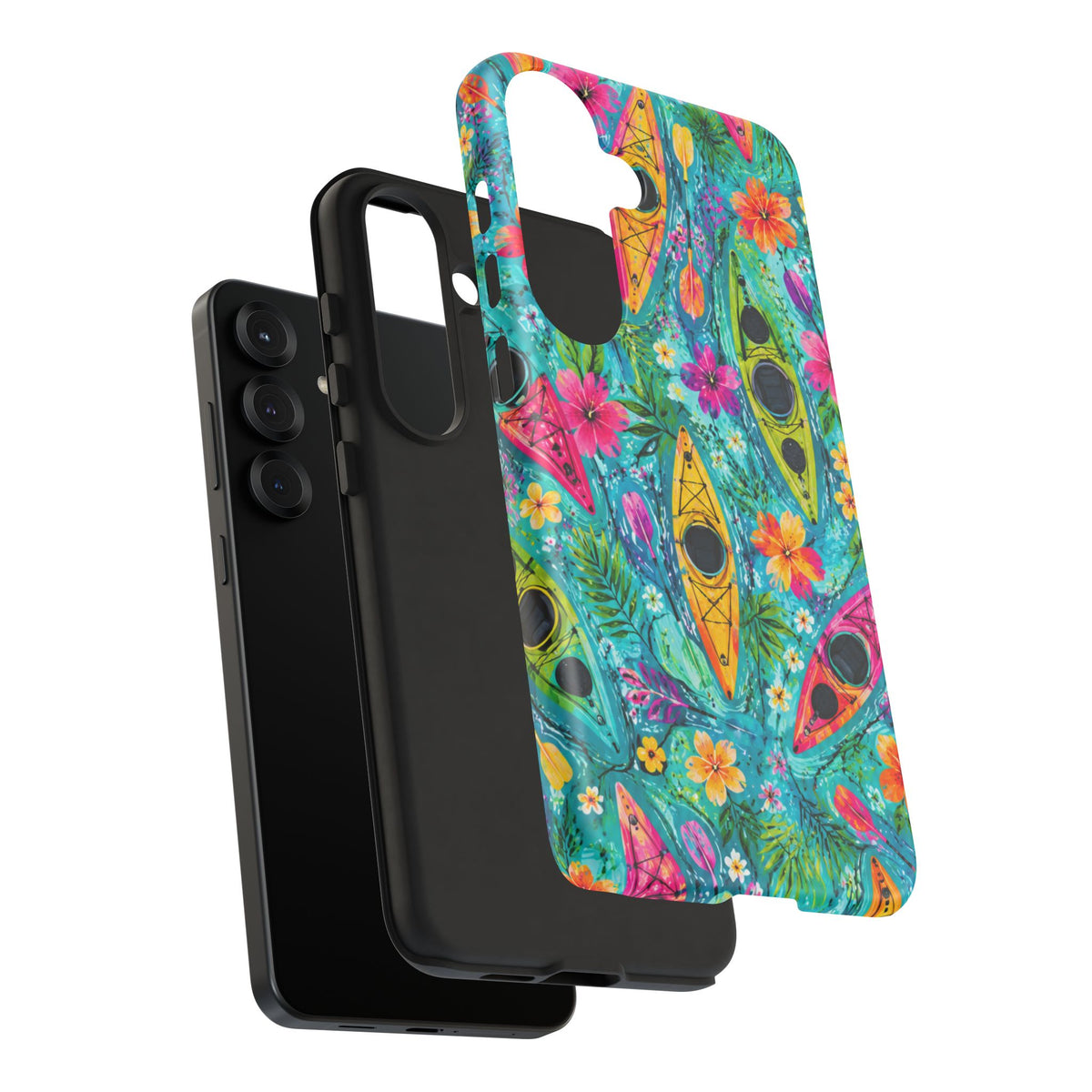 Tropical Kayak Phone Case – Colorful Floral Waterproof Pattern