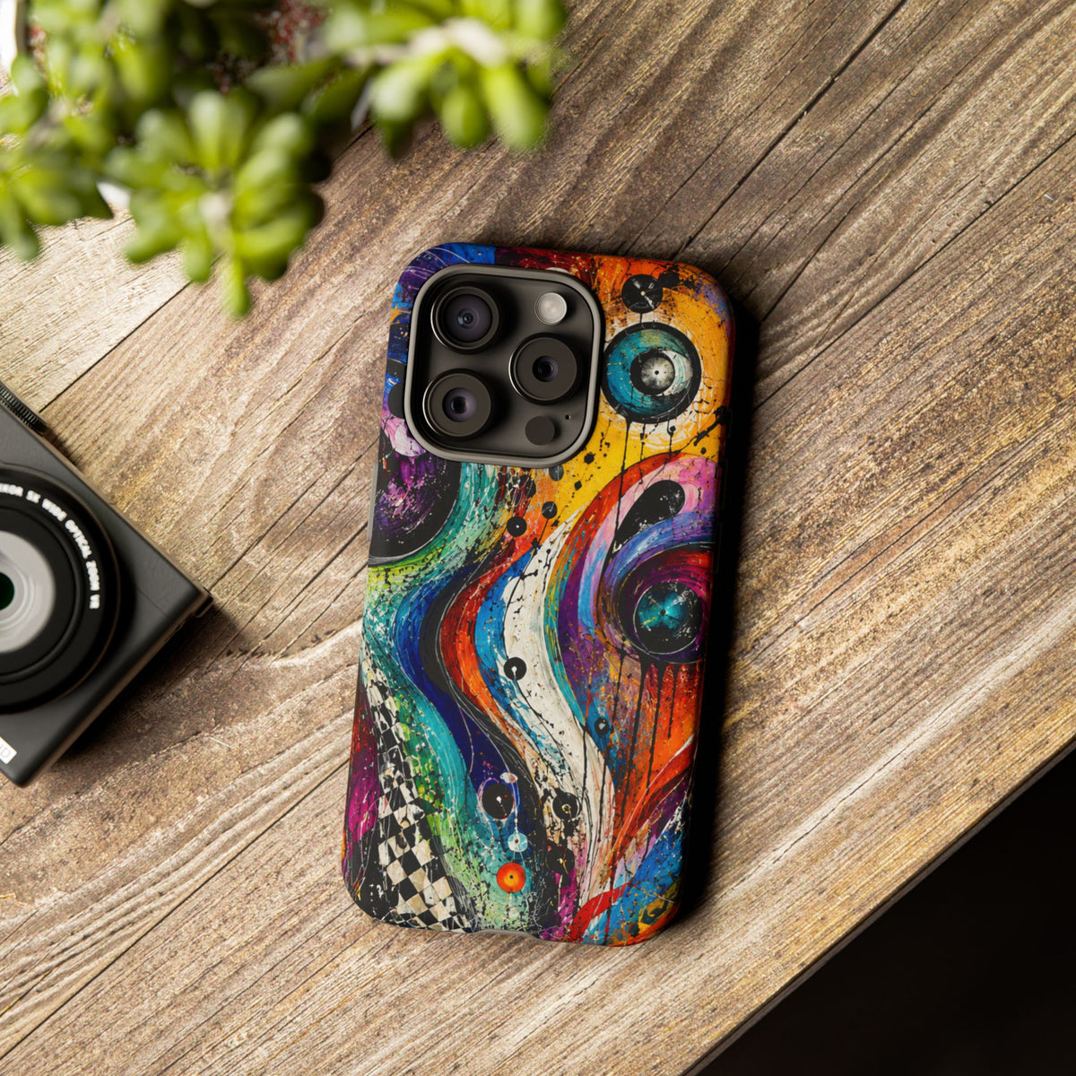 Abstract Cosmic Swirl Phone Case — Colorful Artistic iPhone Tough Case
