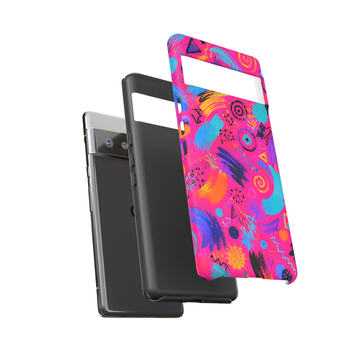 Neon Retro Abstract Tough Phone Case — 80s Brushstroke Pattern