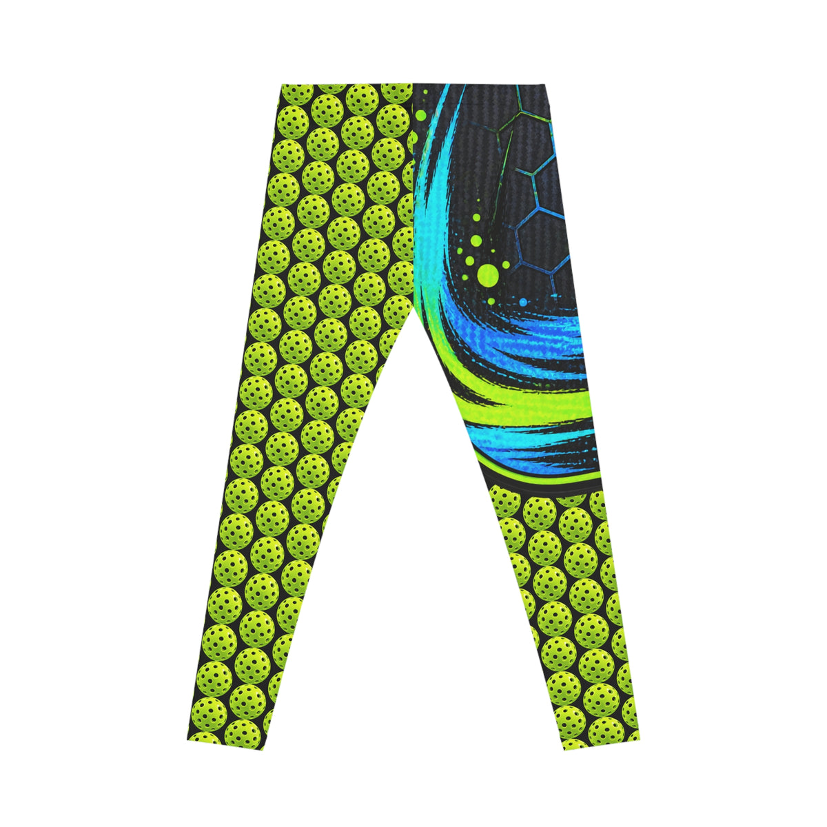 Pickleball Neon Hex Athletic Leggings – Lime Green Pop Art Print