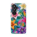 Floral Lily Tough Phone Case — Colorful Tropical Flower Protective Cover