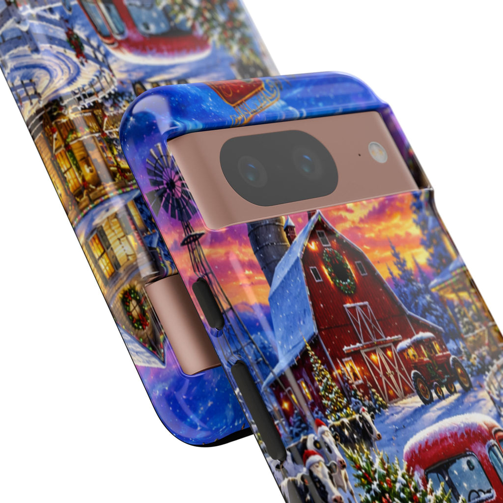 Christmas Farm Phone Case — Vintage Red Truck in Snowy Holiday Scene