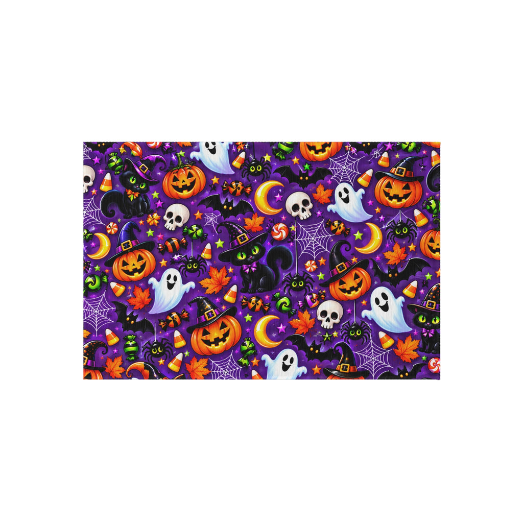 Halloween Outdoor Rug — Cute Ghosts, Pumpkins & Cats Door Mat