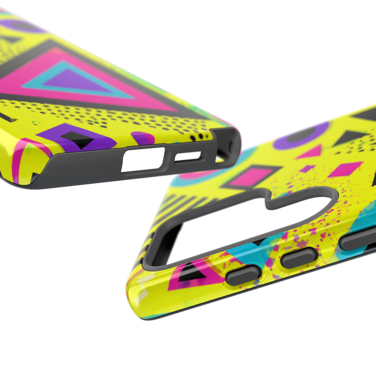 Retro 80s Geometric Phone Case — Neon Memphis Triangle Design