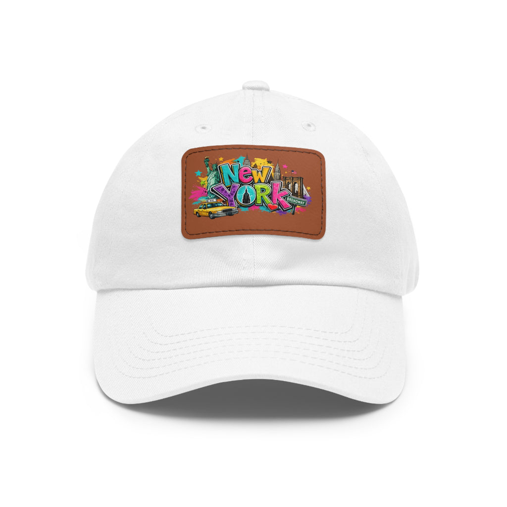 New York Graffiti Leather Patch Dad Hat | City Skyline
