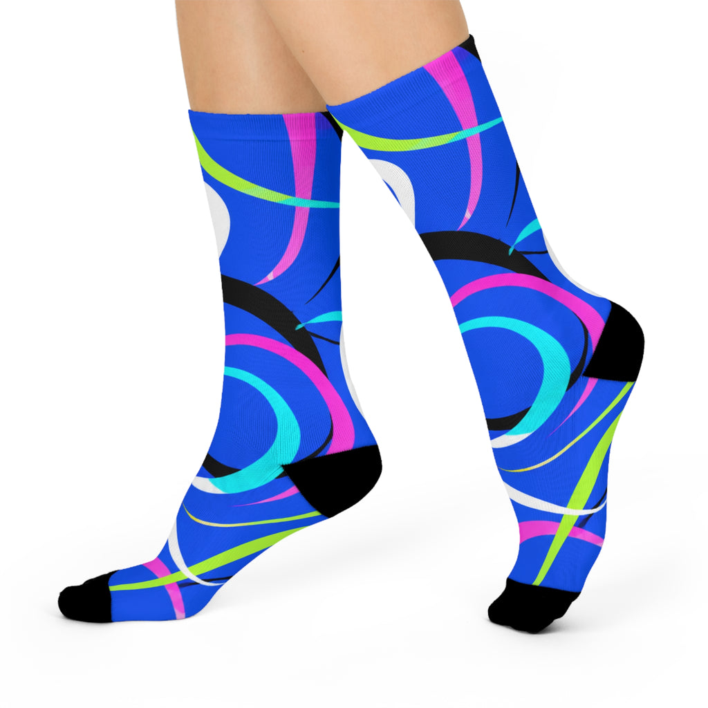 Vibrant Abstract Swirl Cushioned Crew Socks