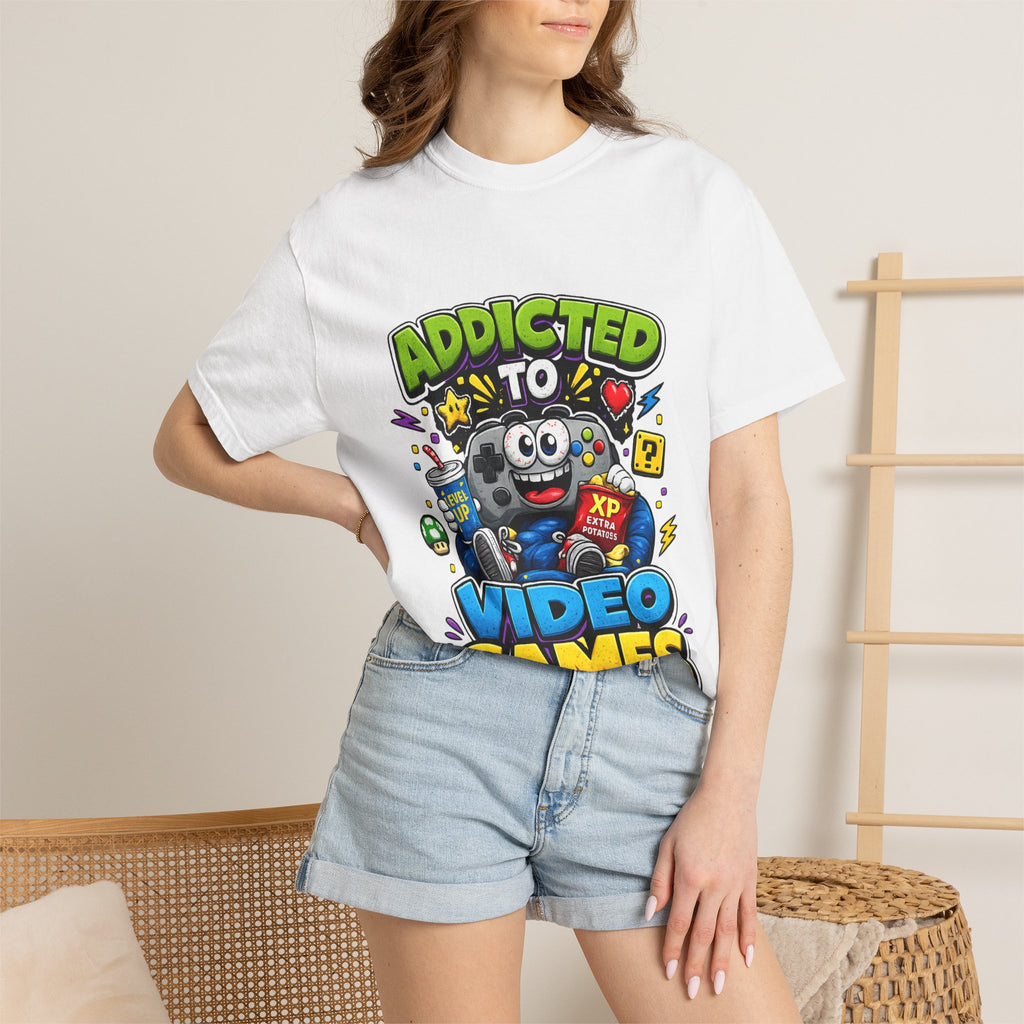 Addicted to Video Games T-Shirt | Gamer Controller Graphic Tee