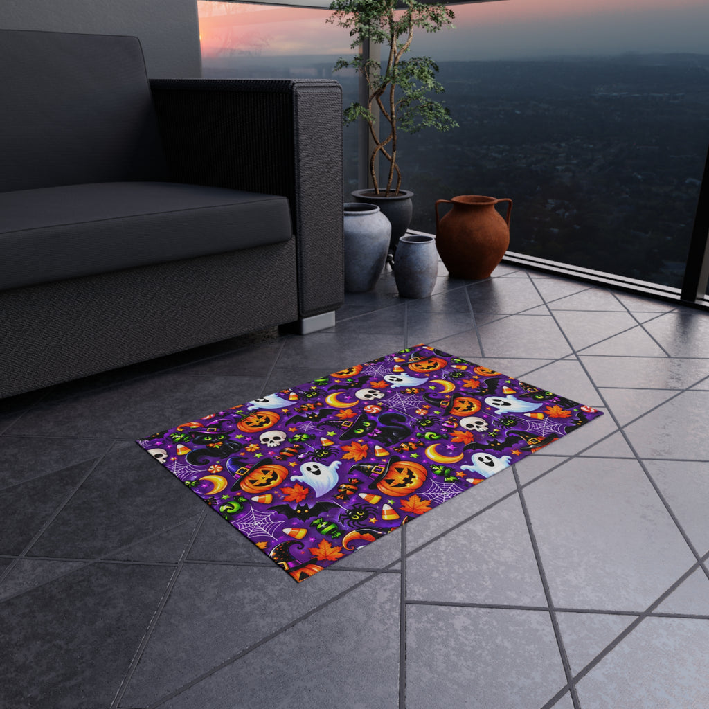 Halloween Outdoor Rug — Cute Ghosts, Pumpkins & Cats Door Mat