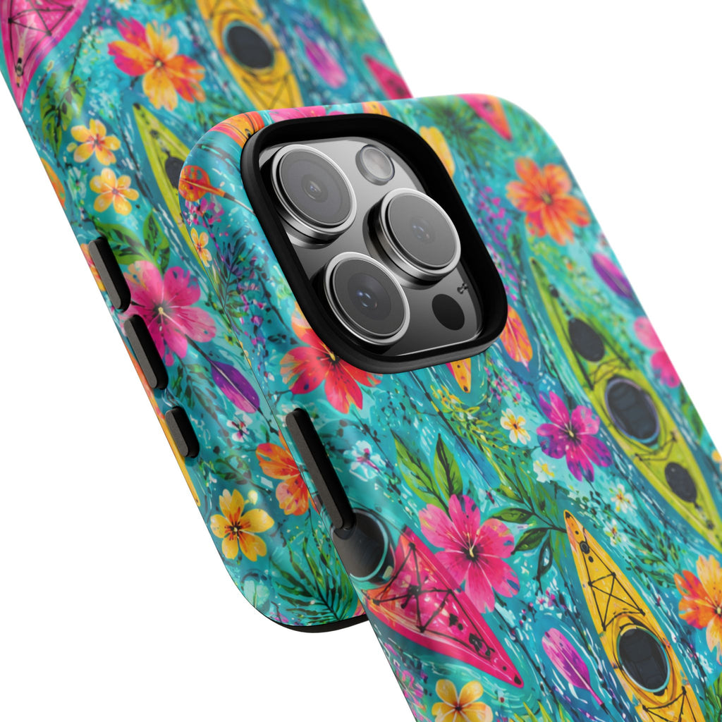 Tropical Kayak Phone Case – Colorful Floral Waterproof Pattern