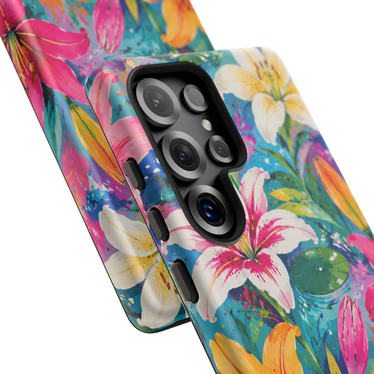 Floral Lily Tough Phone Case — Colorful Tropical Flower Protective Cover