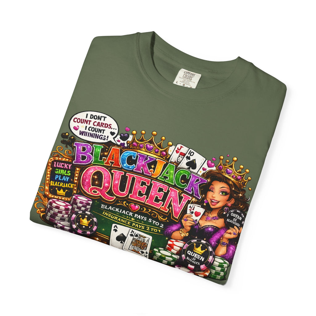 Blackjack Queen T-shirt | Casino Card Dealer Illustration