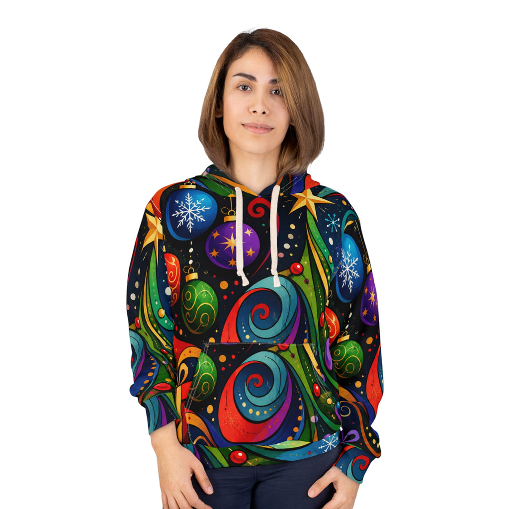 Colorful Christmas Tree Hoodie — Festive Holiday Ornament Pullover