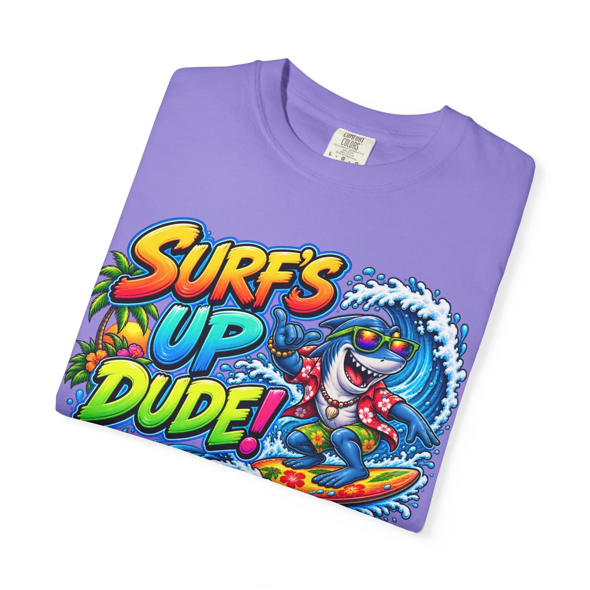 Surf's Up Dude! Surf Shark Graphic T-Shirt