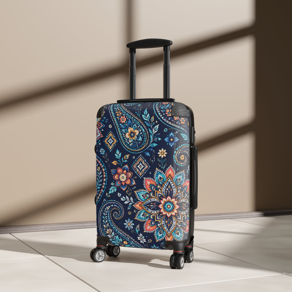 Floral Paisley Suitcase Cover – Navy Boho Luggage Protector