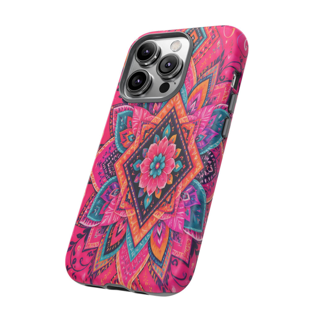 Floral Mandala Tough Phone Case — Pink Boho Protective Cover