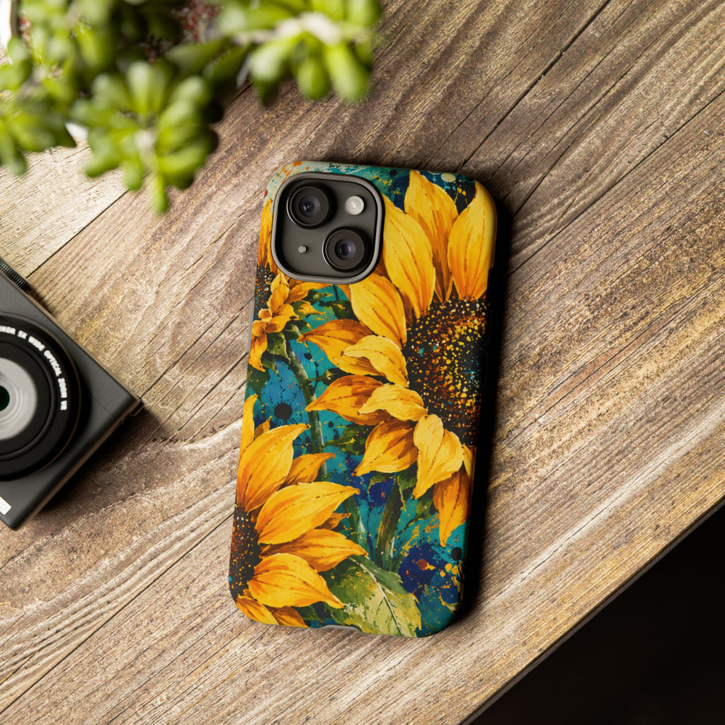 Sunflower Art Phone Case — Vibrant Yellow Floral Tough Case