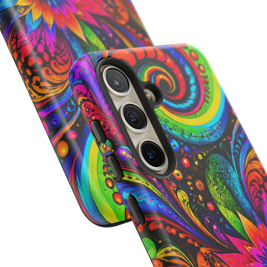 Psychedelic Floral Phone Case — Vibrant Swirl Tough Protective Cover