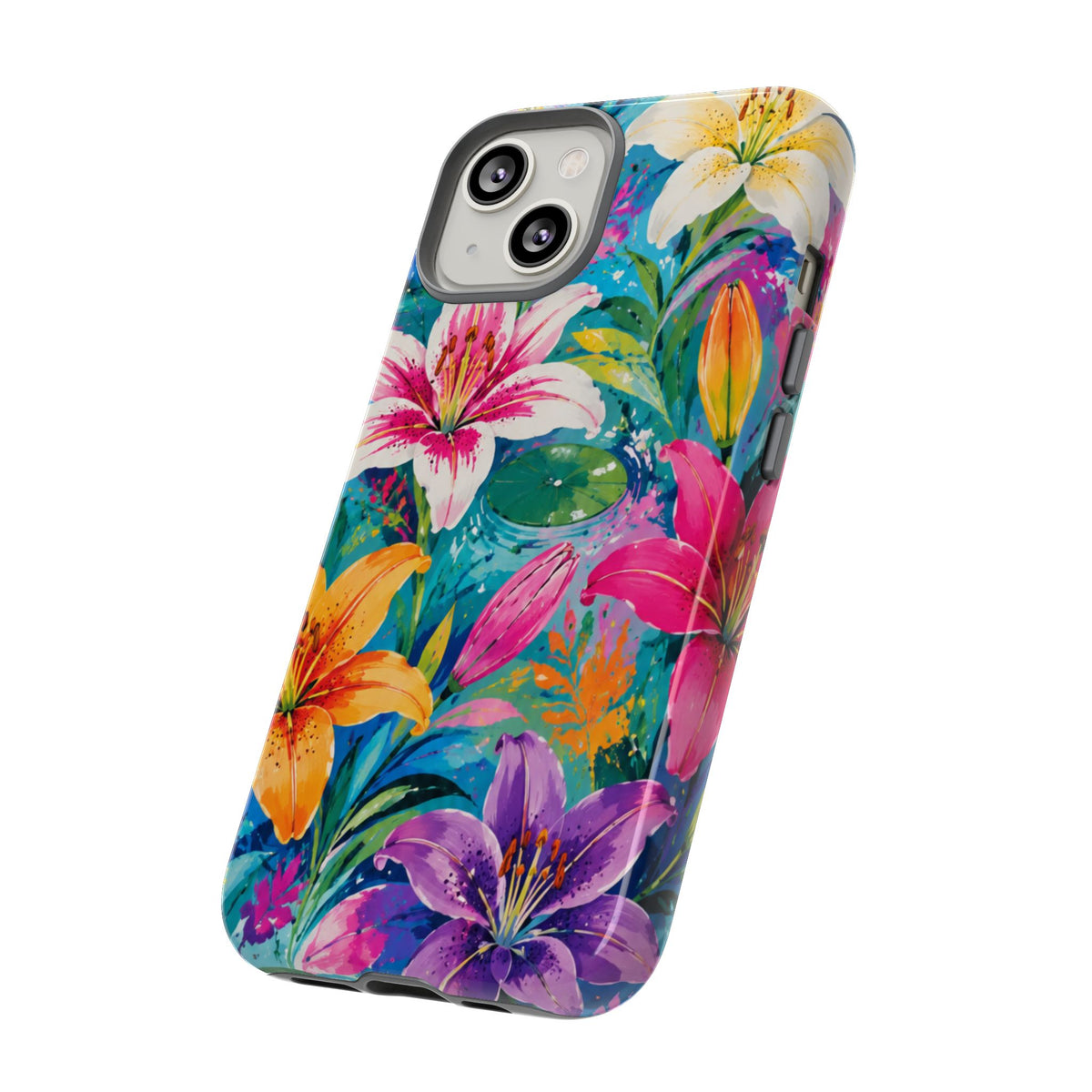 Floral Lily Tough Phone Case — Colorful Tropical Flower Protective Cover