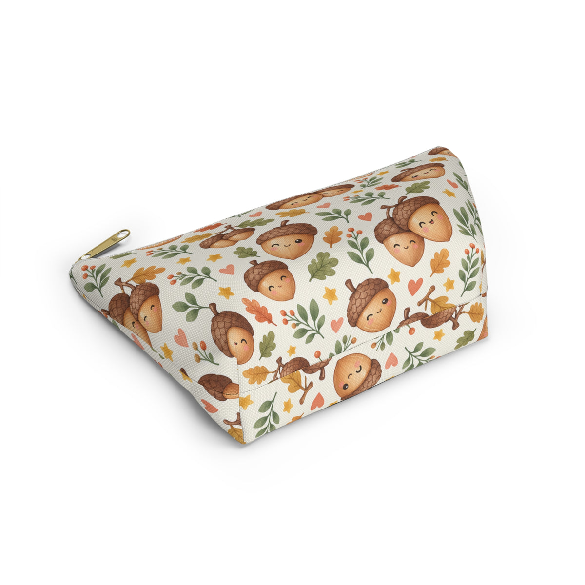 Cute Acorn Pattern Accessory Pouch | Autumn Leaves T-Bottom