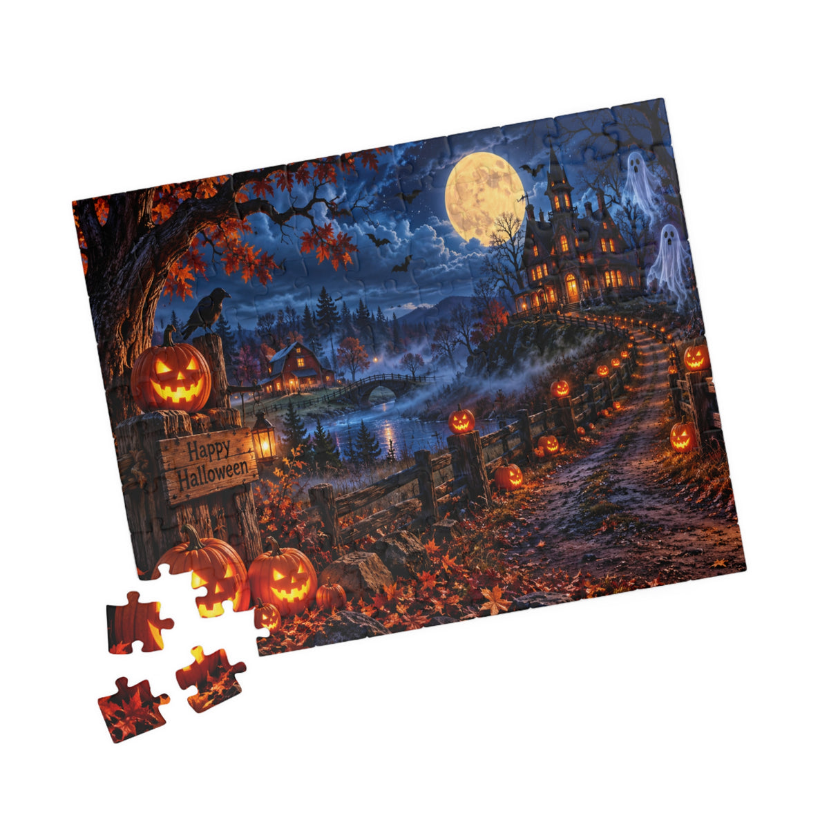 Halloween Haunted Mansion Jigsaw Puzzle — Spooky Night 110/252/520/1014-Piece