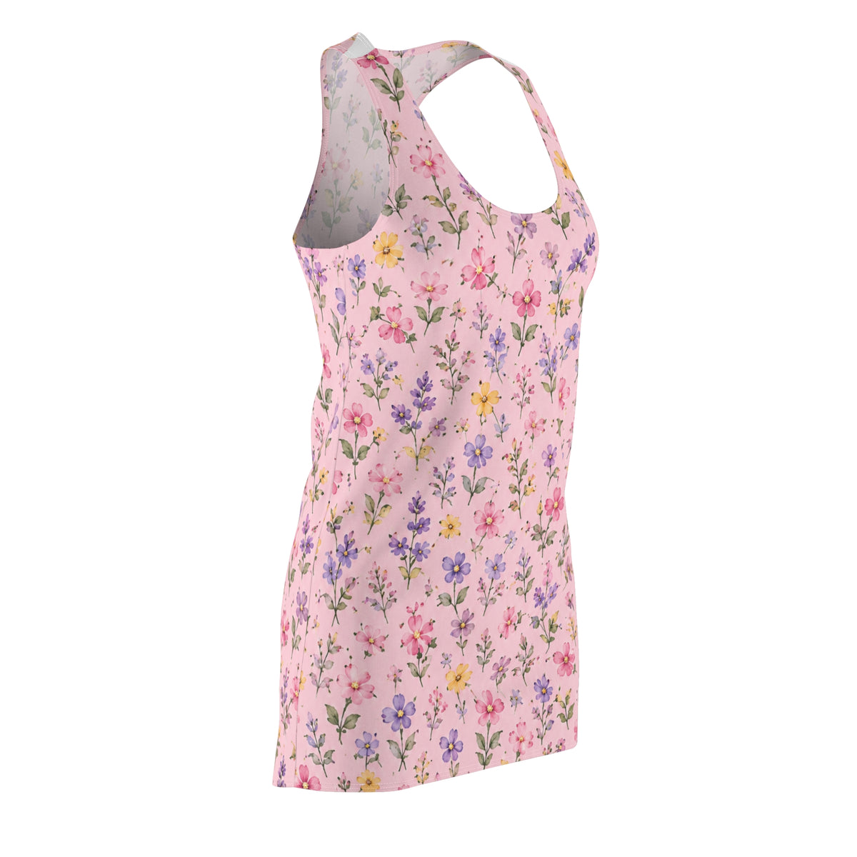 Floral Pink Racerback Dress — Pastel Wildflower Summer Sundress