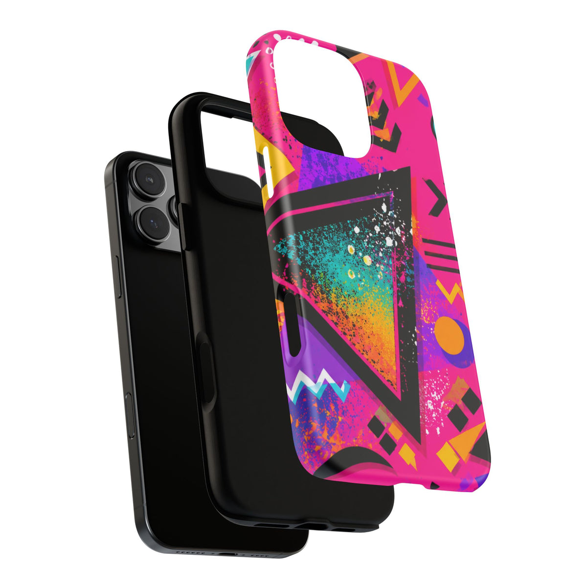 Retro 80s Geometric Phone Case — Neon Triangle Tough Case