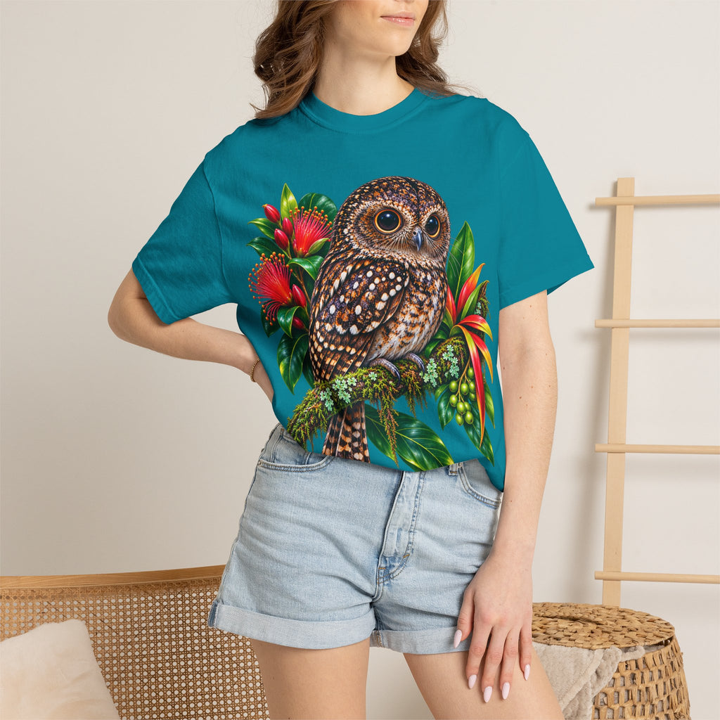 Owl & Hibiscus Shirt — Tropical Owl Graphic T-Shirt