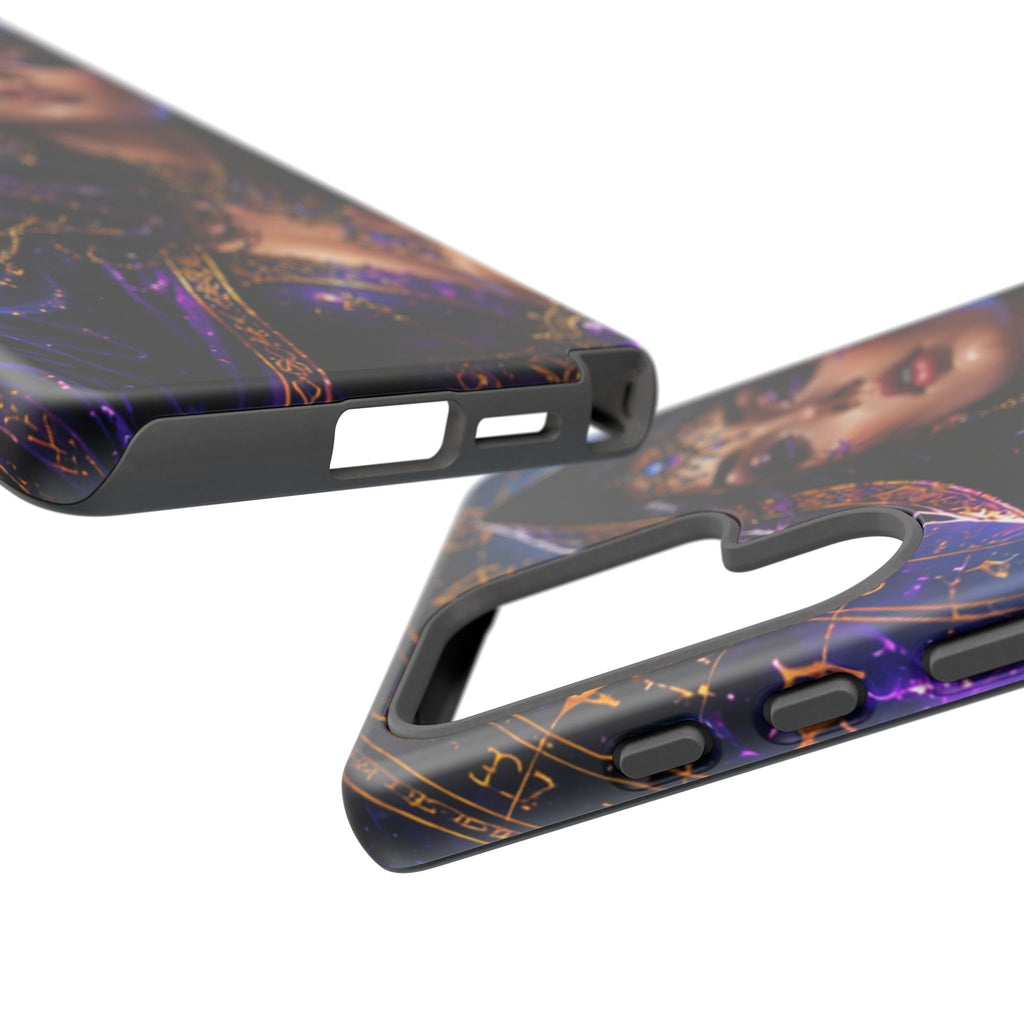 Phone Case — Mystical Sorceress Art Protective Tough Case (Astrology, Purple Hooded Witch)