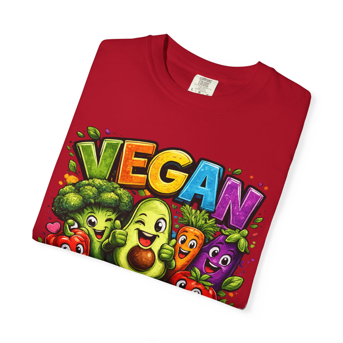 Vegan for Life T-Shirt | Colorful Cartoon Veggies Tee