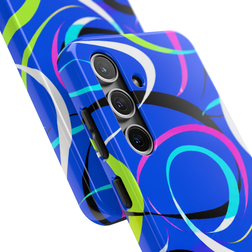Tough Phone Case — Blue Abstract Swirl Protective Cover