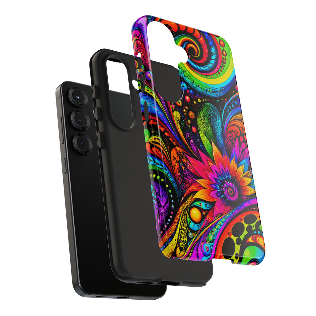 Psychedelic Floral Phone Case — Vibrant Swirl Tough Protective Cover