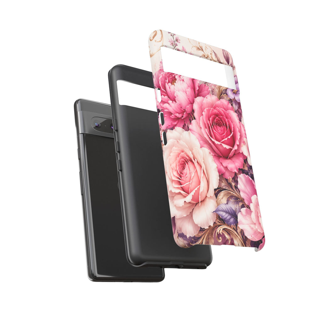 Pink Vintage Roses phone case | floral iPhone cover