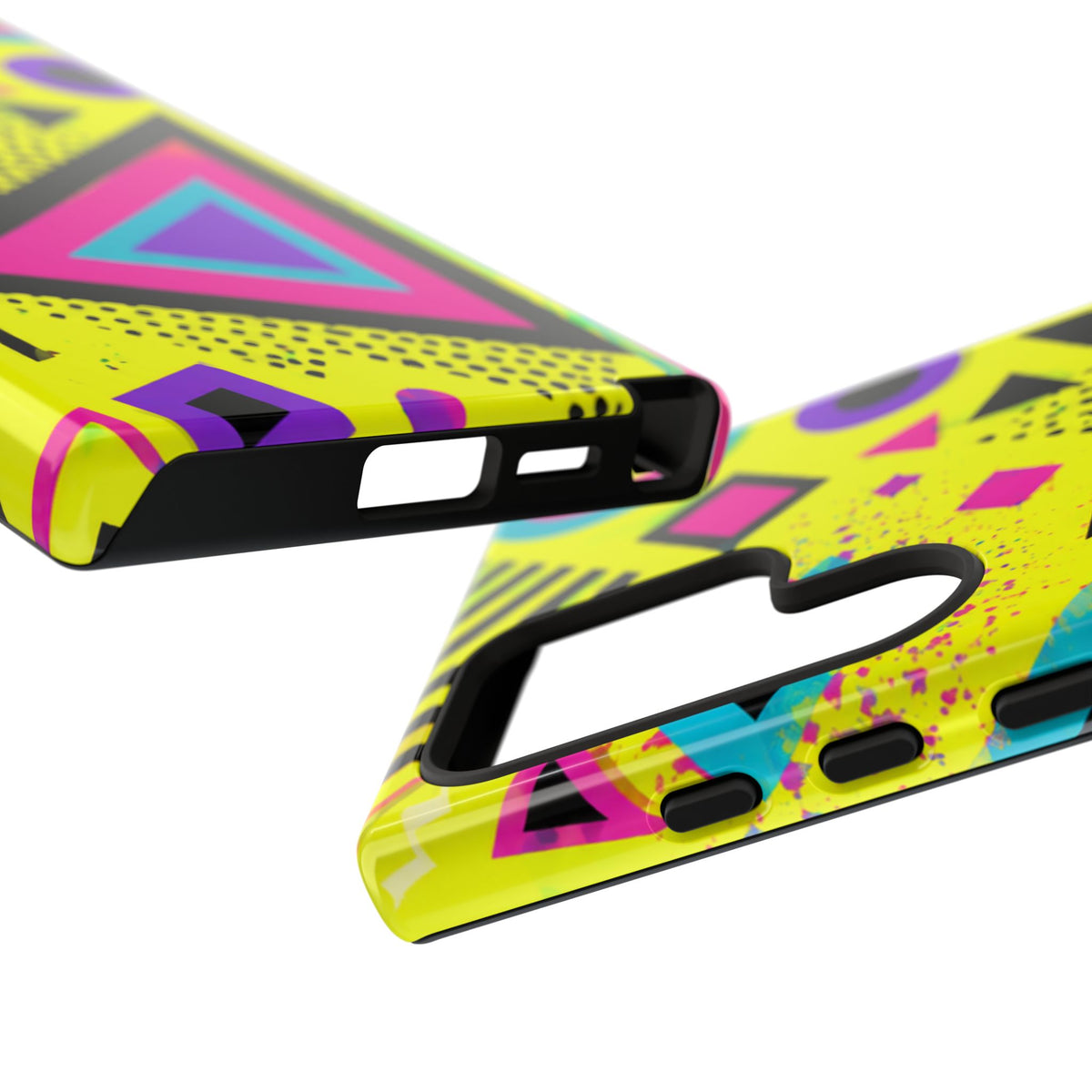 Retro 80s Geometric Phone Case — Neon Memphis Triangle Design