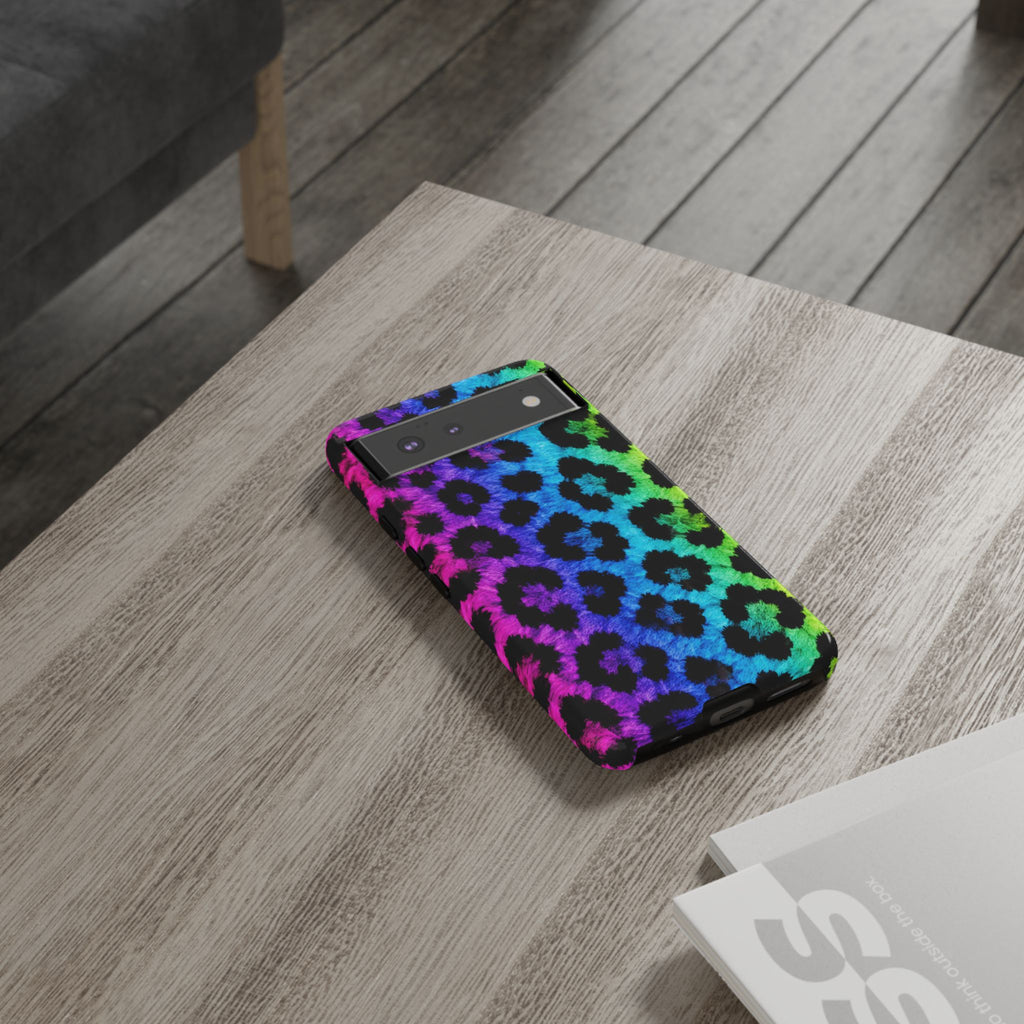 Neon Rainbow Leopard Tough Case – Colorful Animal Print Phone Cover