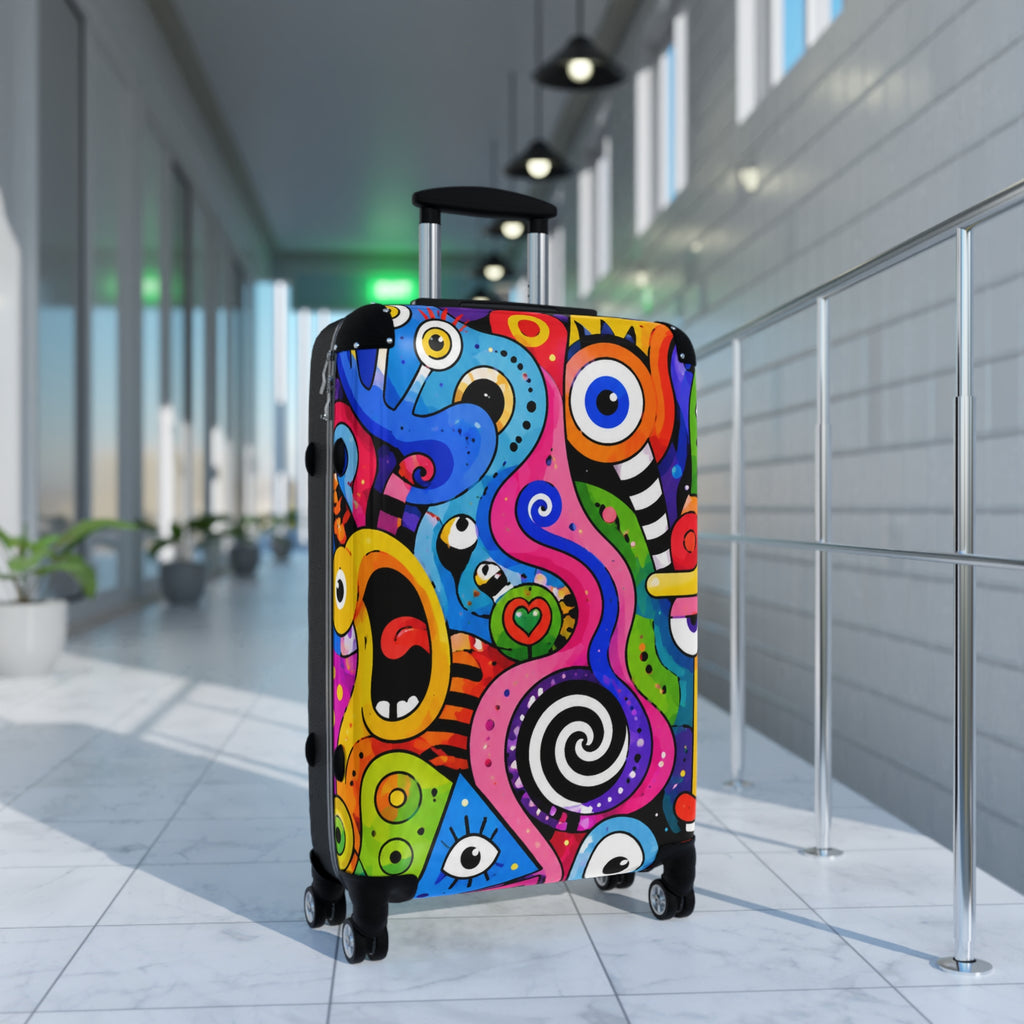 Colorful Abstract Art Suitcase – Vibrant Pop-Modern Carry-On for Travelers