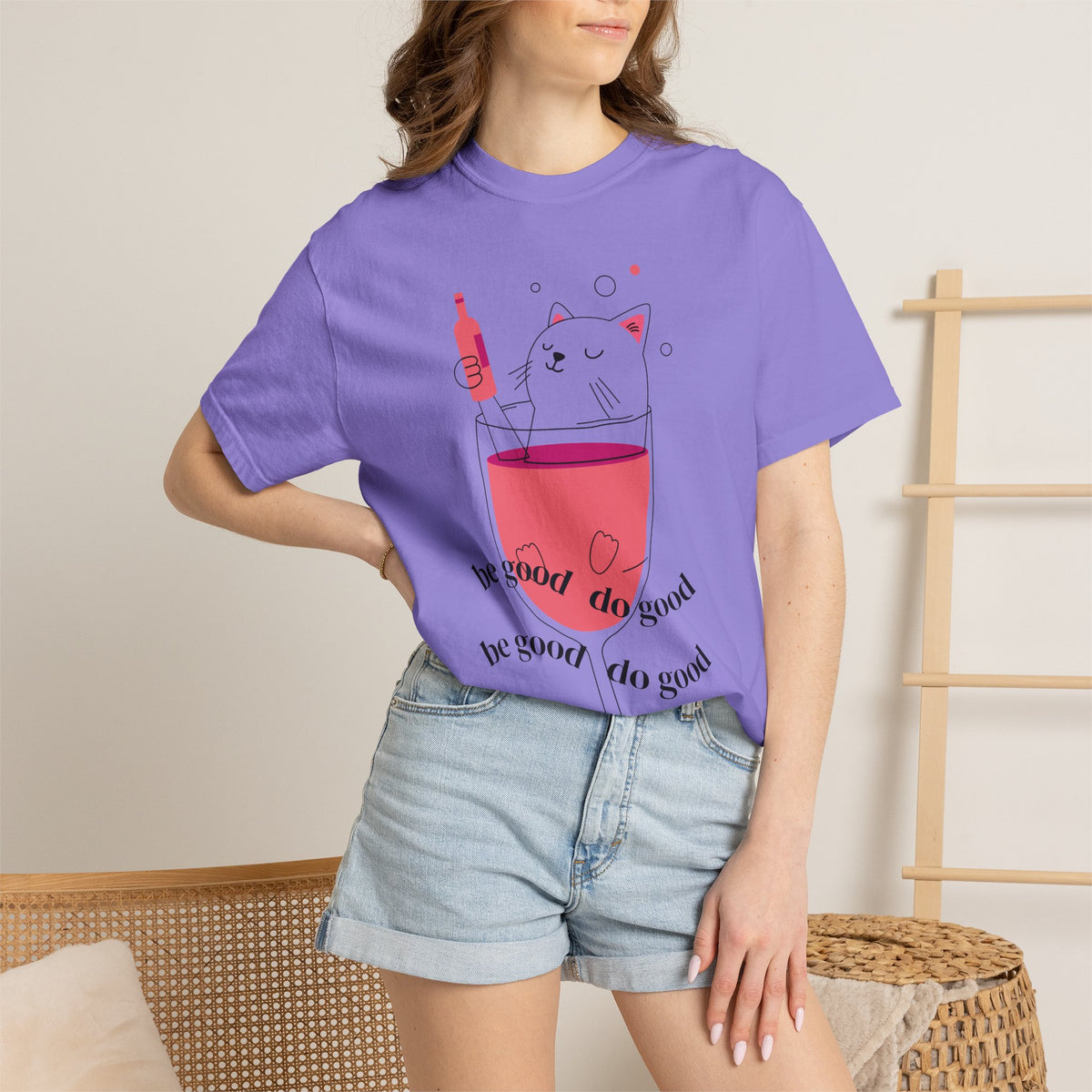 Cat in Wine Glass T-shirt | be good do good design