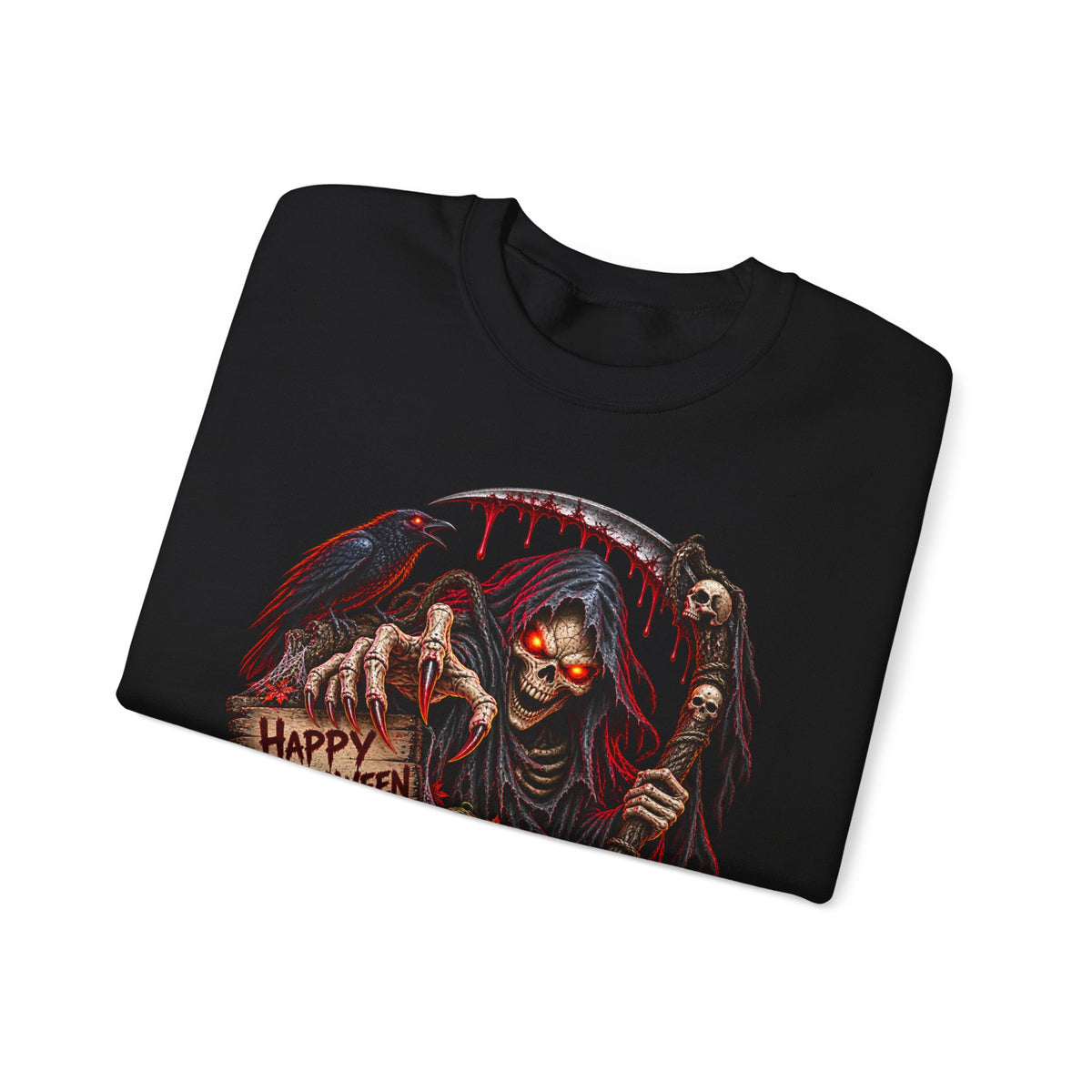 Halloween Reaper Sweatshirt – Happy Halloween Jack-o'-Lantern Crewneck