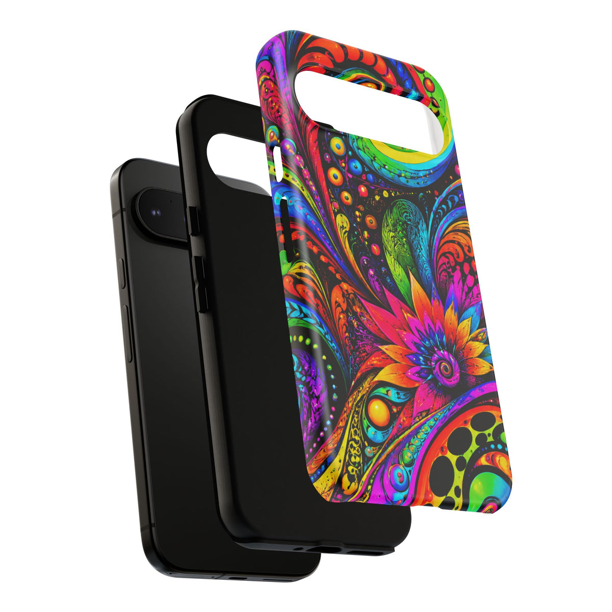 Psychedelic Floral Phone Case — Vibrant Swirl Tough Protective Cover