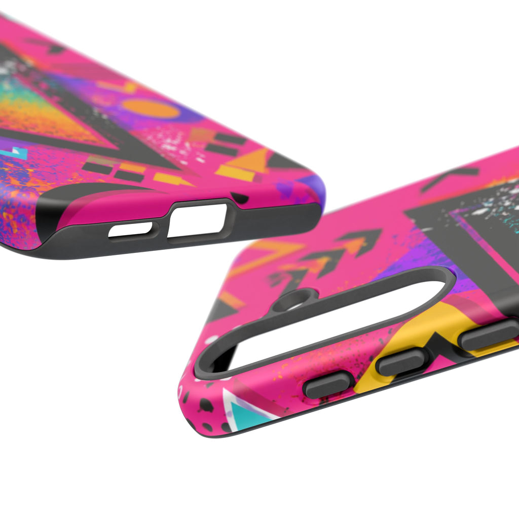 Retro 80s Geometric Phone Case — Neon Triangle Tough Case
