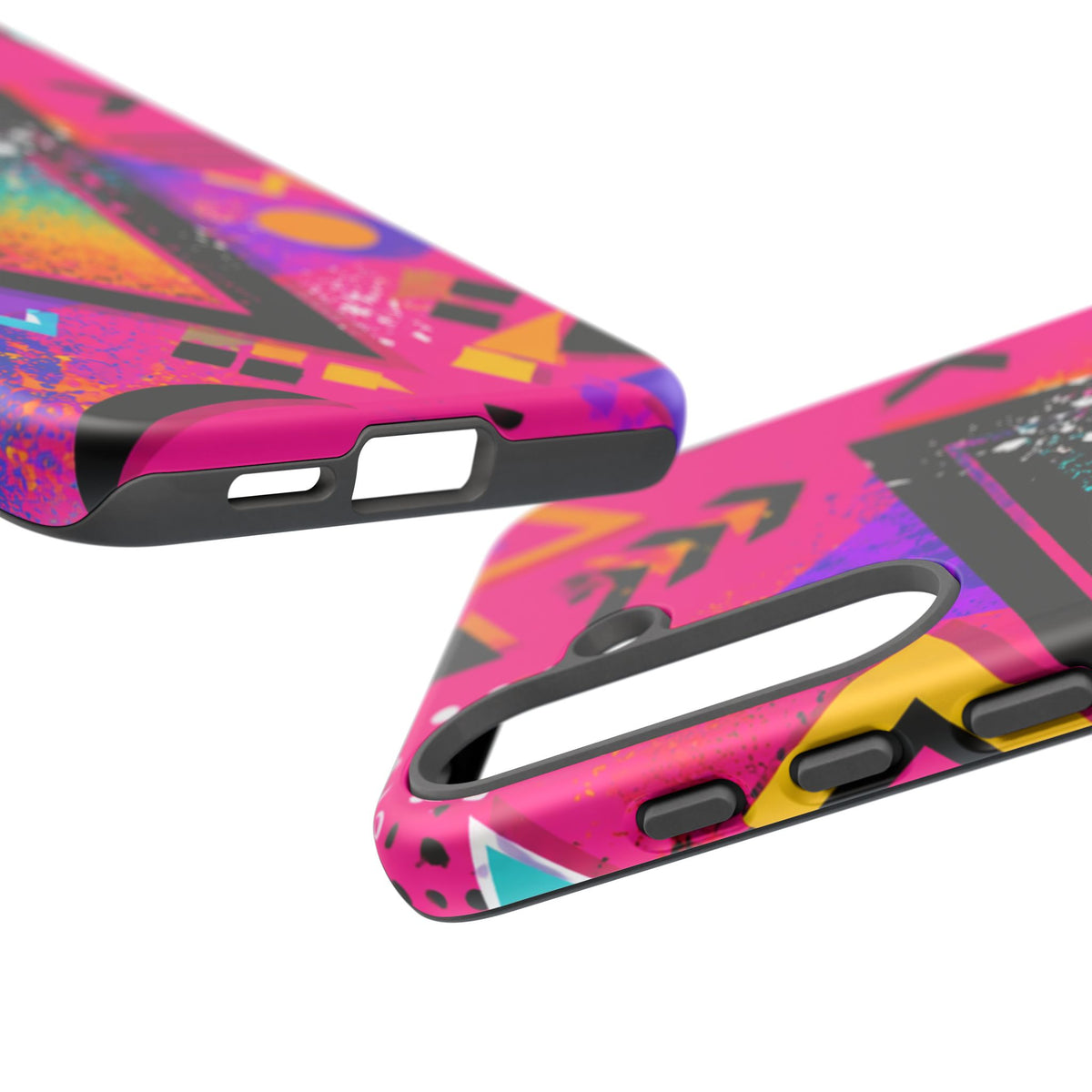 Retro 80s Geometric Phone Case — Neon Triangle Tough Case