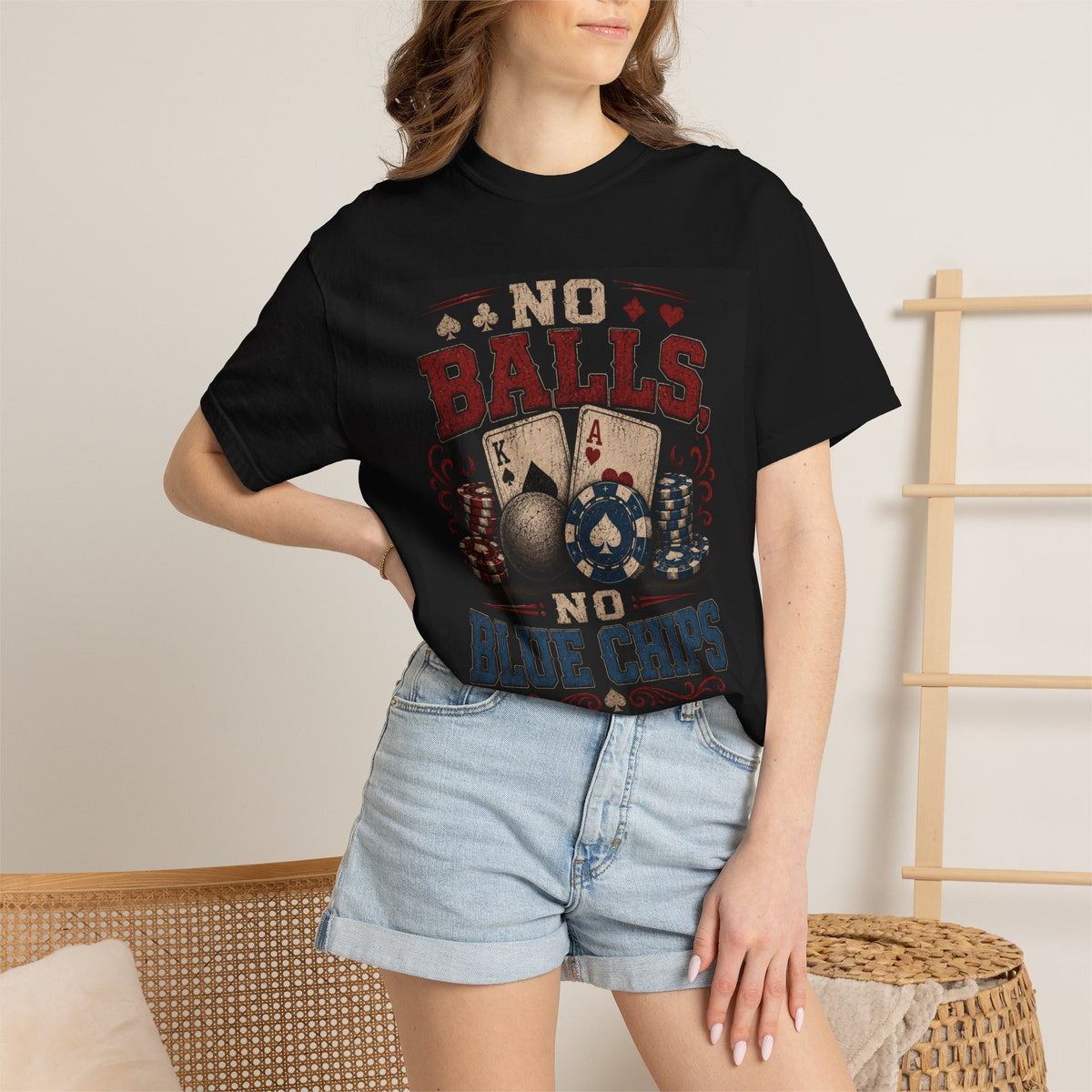 No Balls No Blue Chips T-shirt | Poker Cards & Chips Graphic