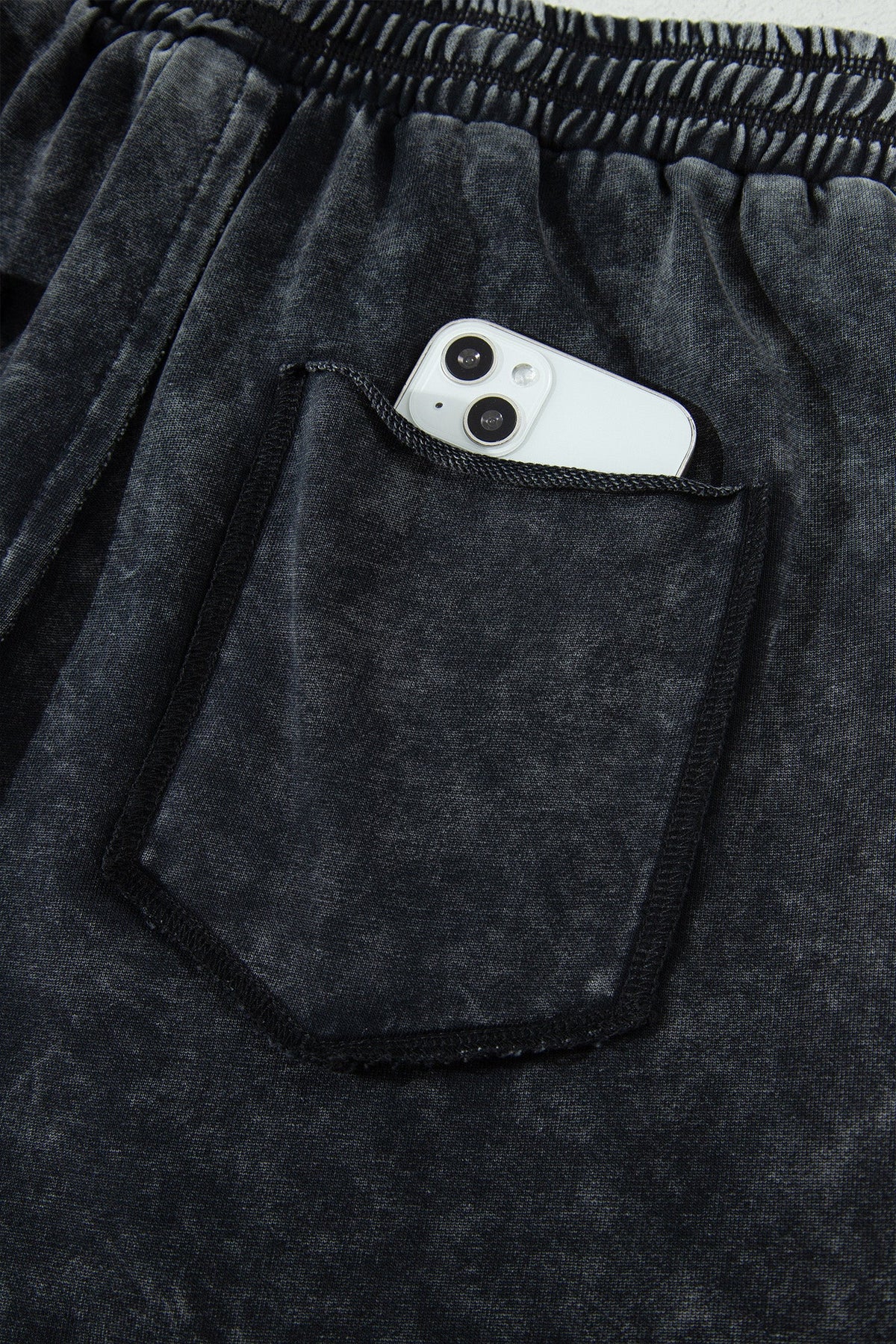 Mineral Wash Raw Seam Drawstring Waist Barrel Pants