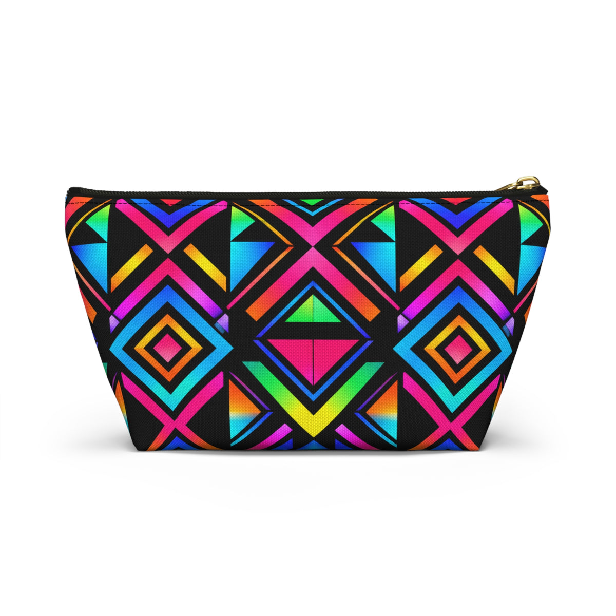 Neon Geo Makeup Pouch — Colorful Geometric Accessory Bag