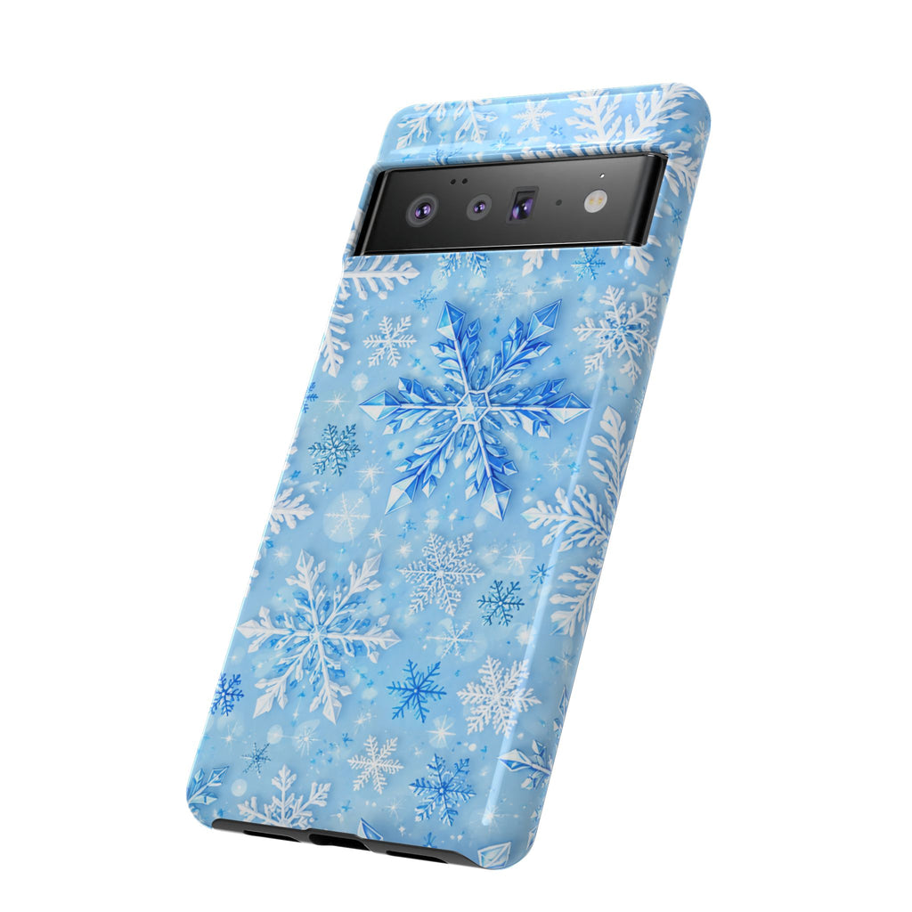 Winter Snowflake Tough Phone Case — Blue Holiday Protective Cover