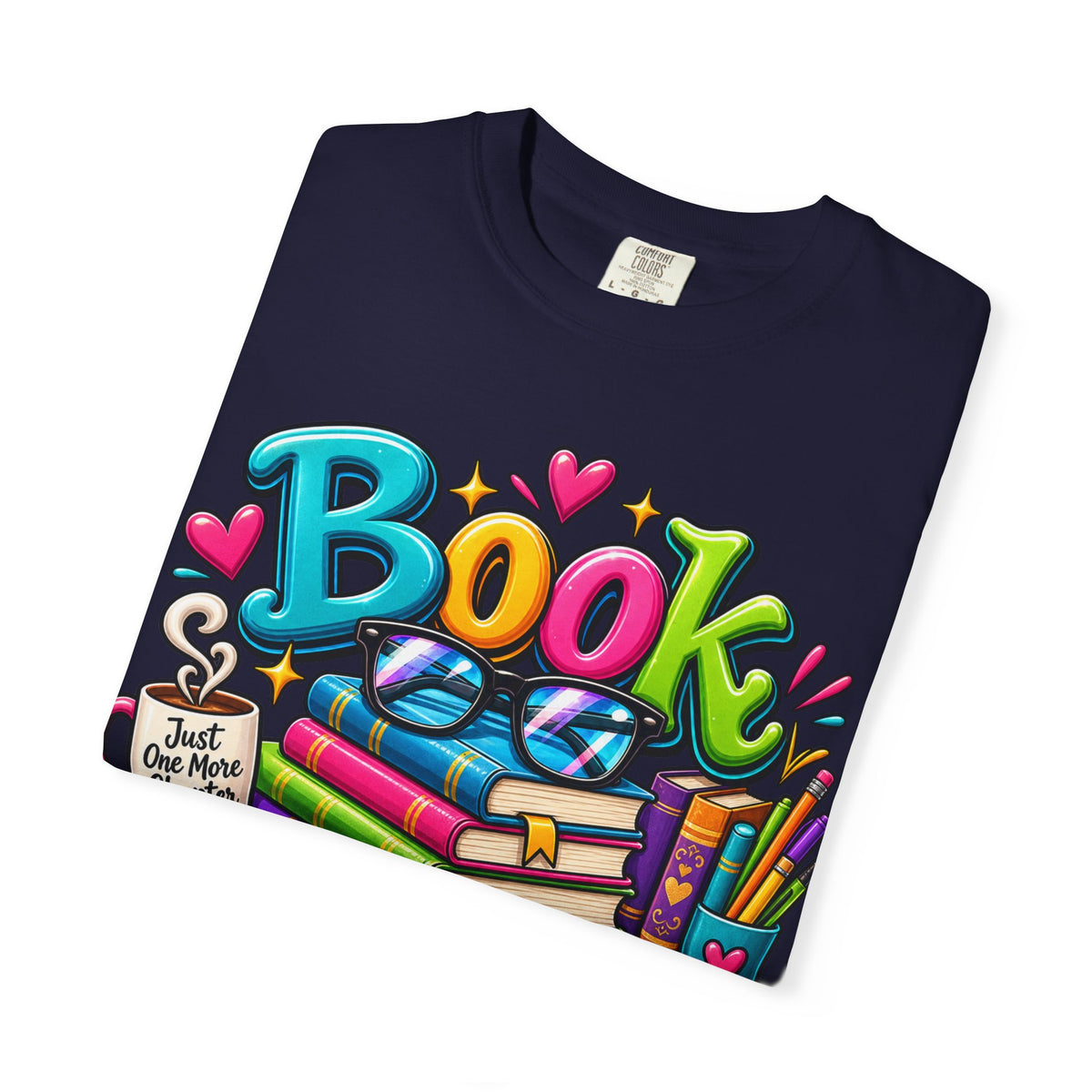 Book Nerd T-Shirt | Colorful Stacked Books Illustration