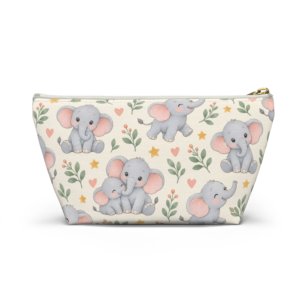 Cute Baby Elephant Accessory Pouch — T‑Bottom Makeup & Diaper Bag Organizer