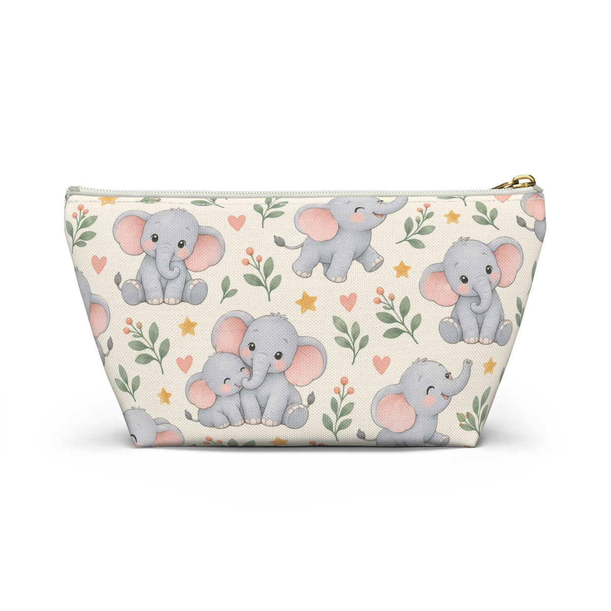 Cute Baby Elephant Accessory Pouch — T‑Bottom Makeup & Diaper Bag Organizer